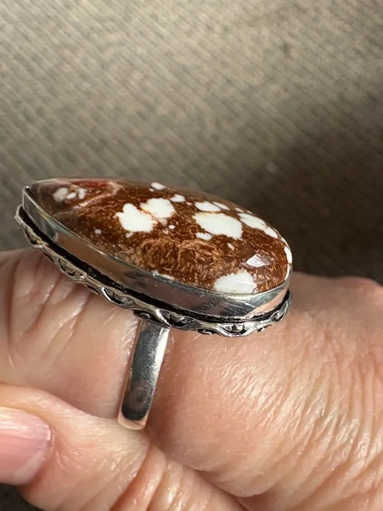 Wild Horse Jasper 925 silver plated ring Sz 10.25 - Picture 3 of 6